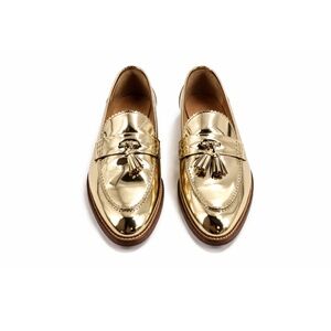 Loafers J. Crew Biella Mirrored Gold Tassel Metallic Loafers Italian Leather